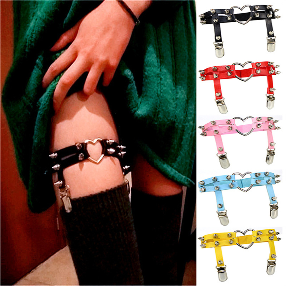 1 adet kadın Punk Goth kalp PU - Garter Belt Set incelemesi ve fiyatı